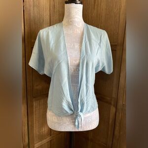 Sim & Sam Tie Front Open Shrug Chambray.